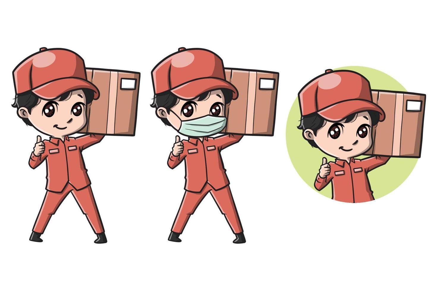 Cute Delivery Postman Cartoon Illustration vector