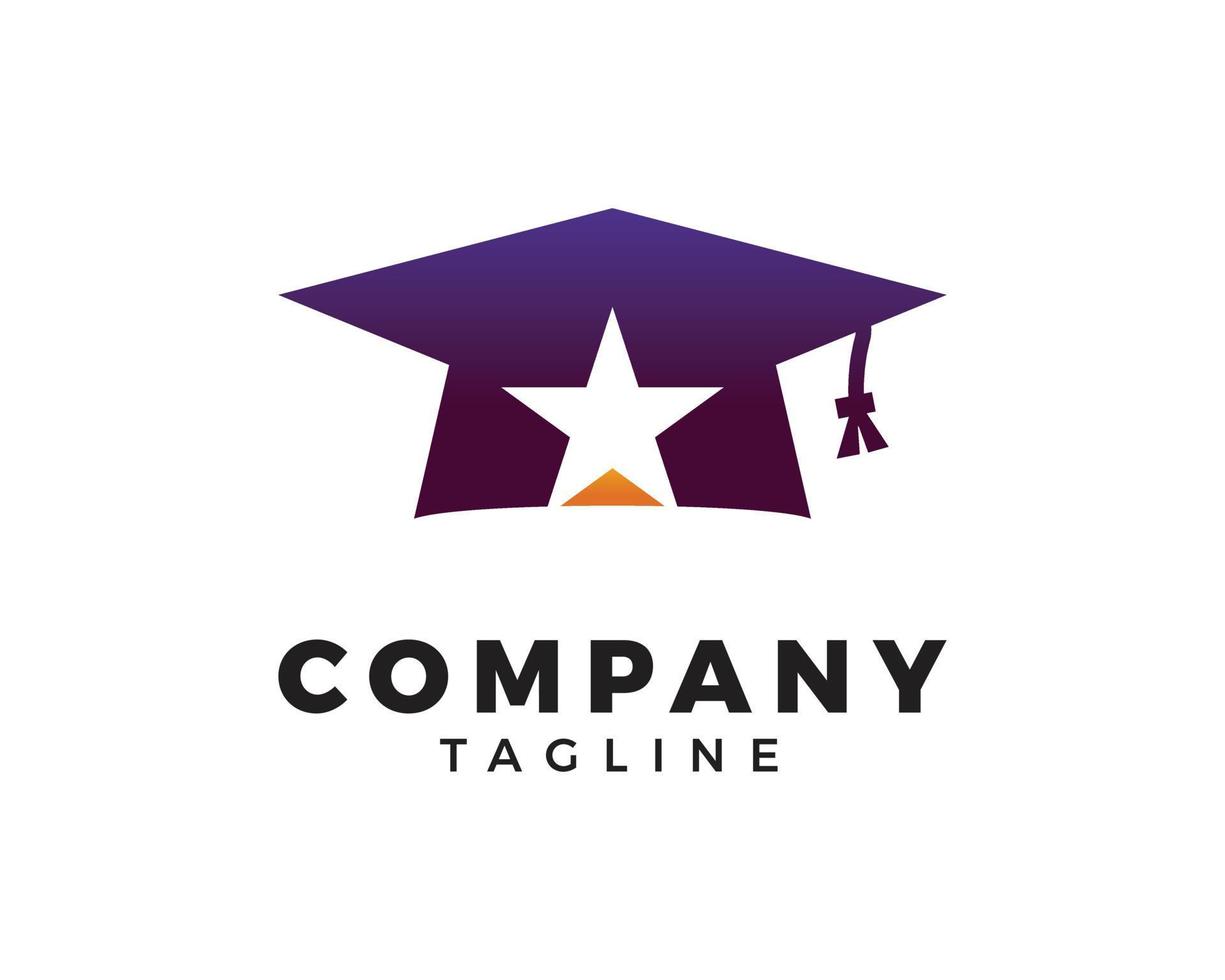 plantilla de vector de logotipo de educación de sombrero de graduación de estrella