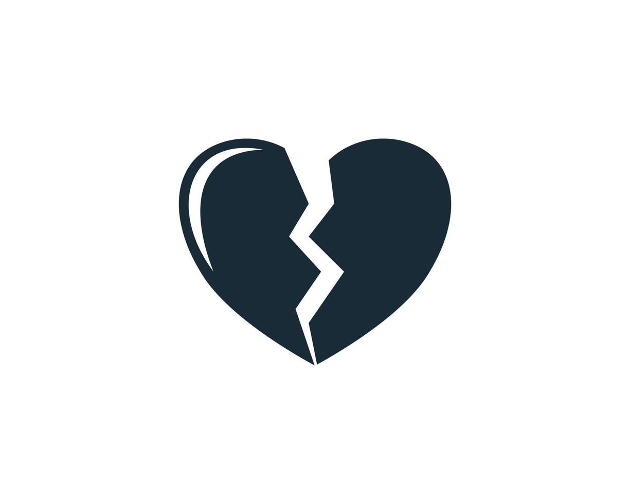 diseño de ilustración de plantilla de logotipo de vector de icono de corazón roto