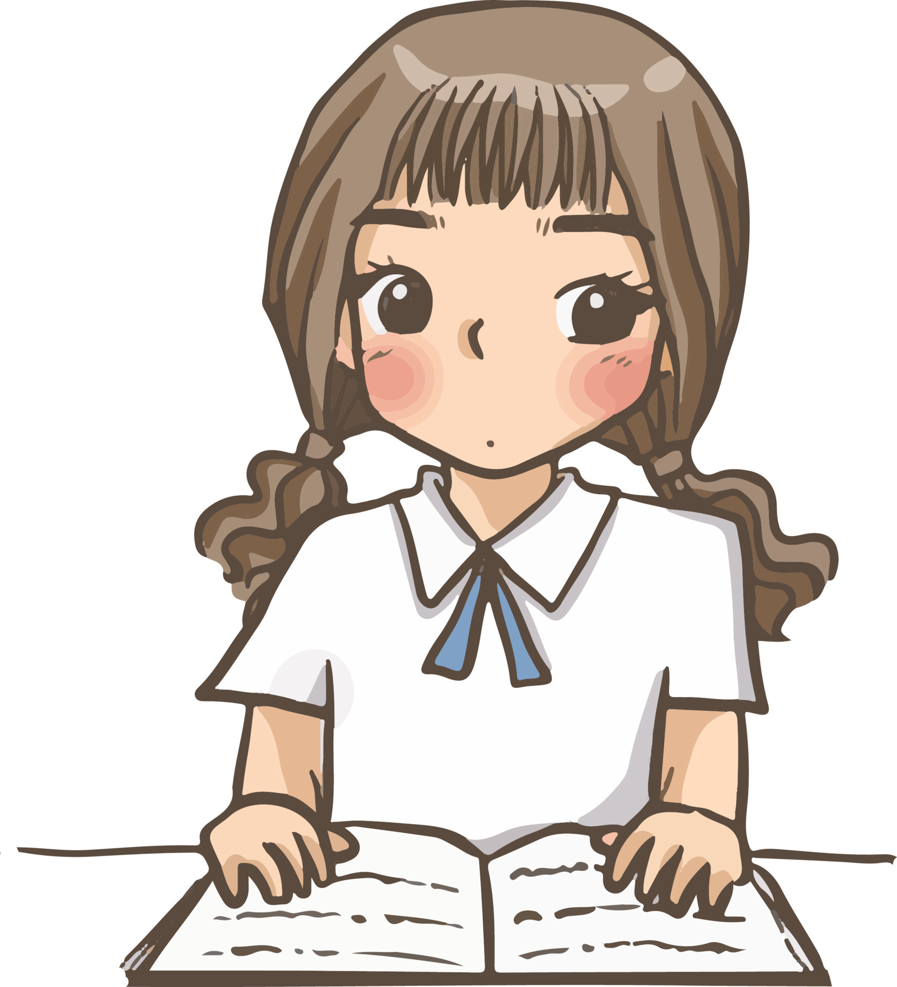 cartoon girl student reading drawing illustration clipart cute 5309699  Vector Art at Vecteezy