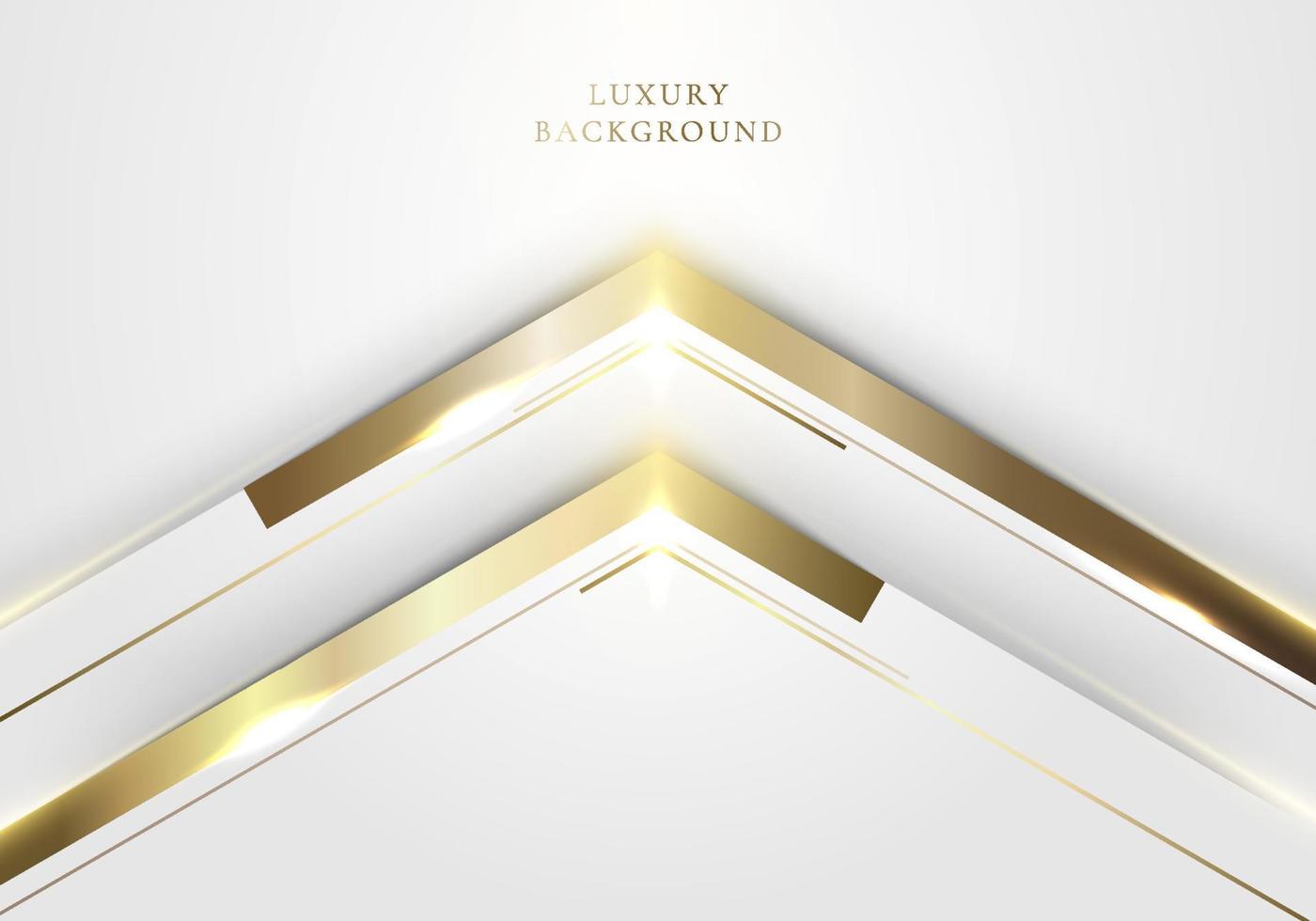 Abstract elegant modern template design 3D white and gold arrow with lighting on clean background luxury style. vector