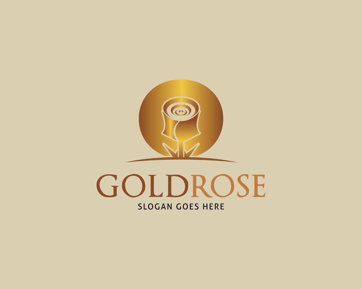 Golden Rose Vector Logo Design Template