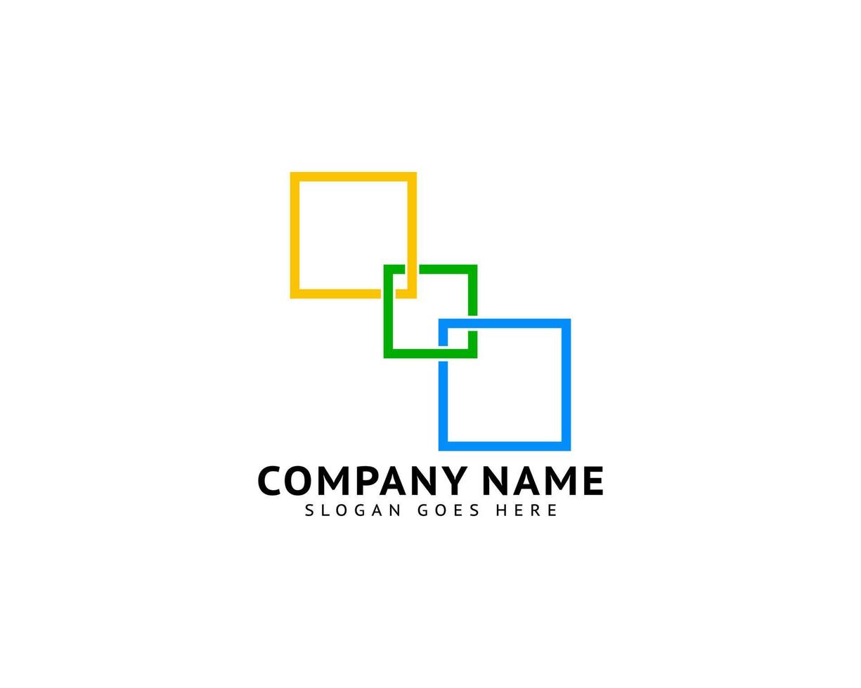 Square Cube Connect Link Logo Template Design vector