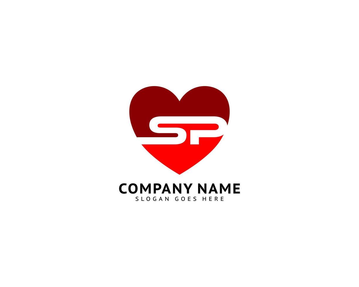 Initial Letter SP Heart Love Logo Icon Design Template Element vector