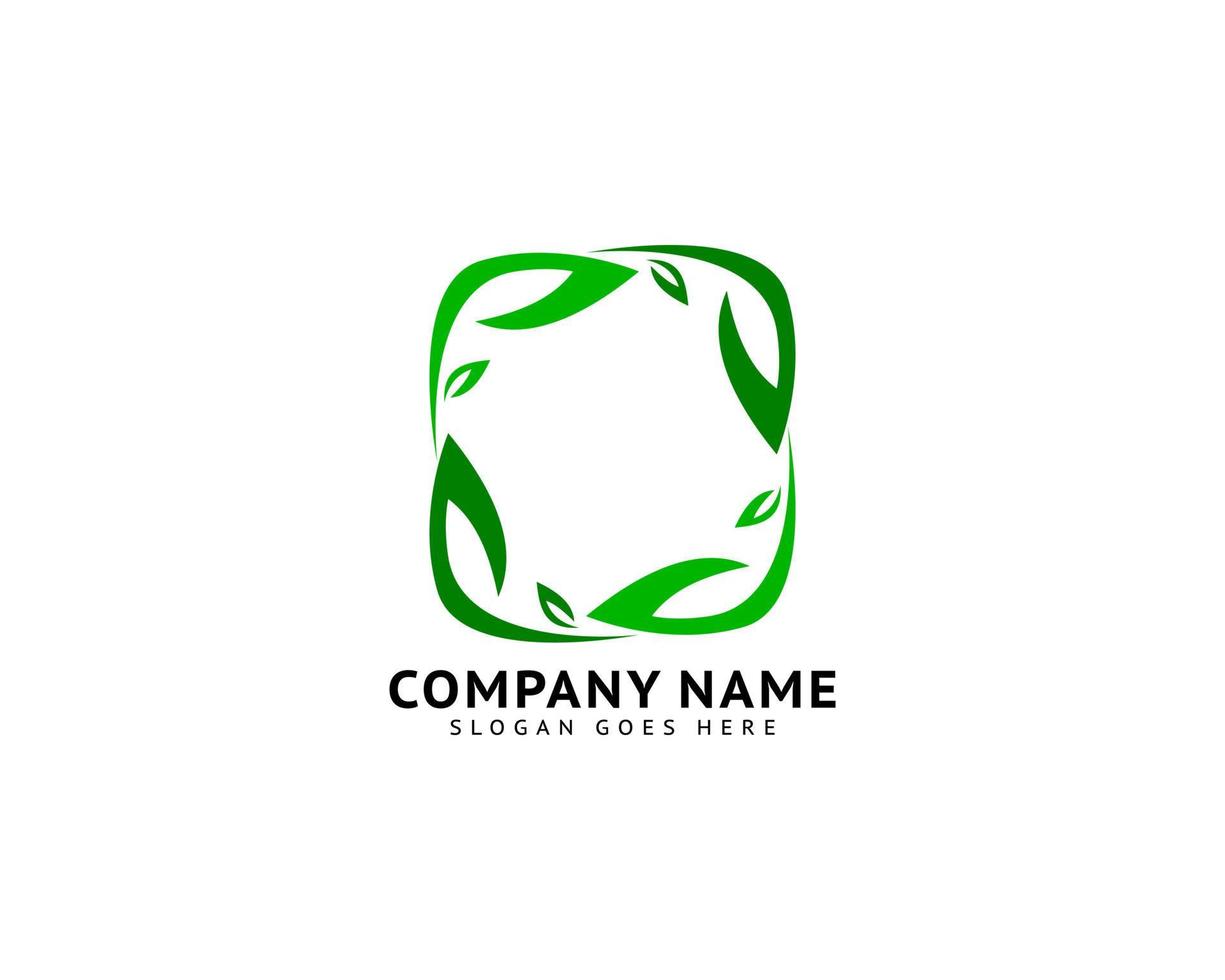 Leaf Leaves Box Cube Block Nature Herbal Logo Design Vector