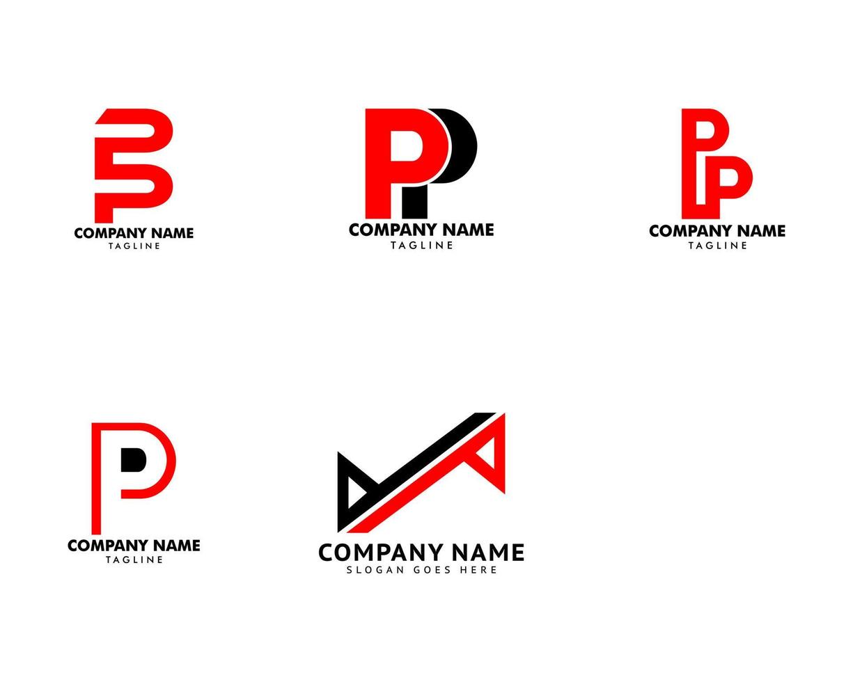 Set of Initial Letter PP Logo Icon Design Template vector