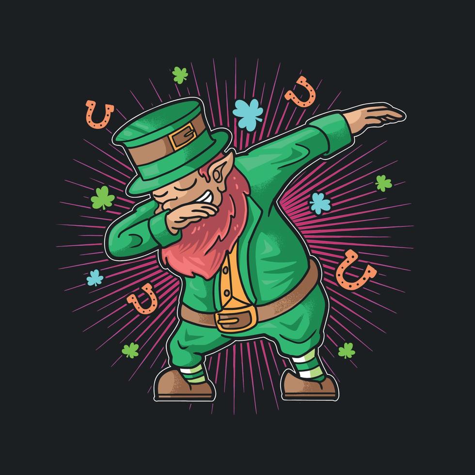 lindo duende frotando el día de san patricio vector