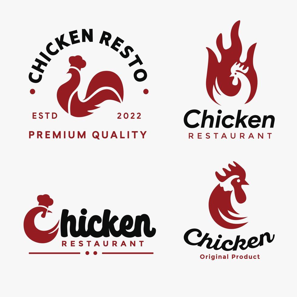 colección de vectores de logotipo de pollo minimalista simple para empresas y restaurantes