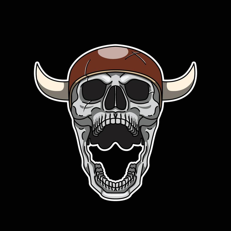 gráfico de calavera vikinga gritando vector