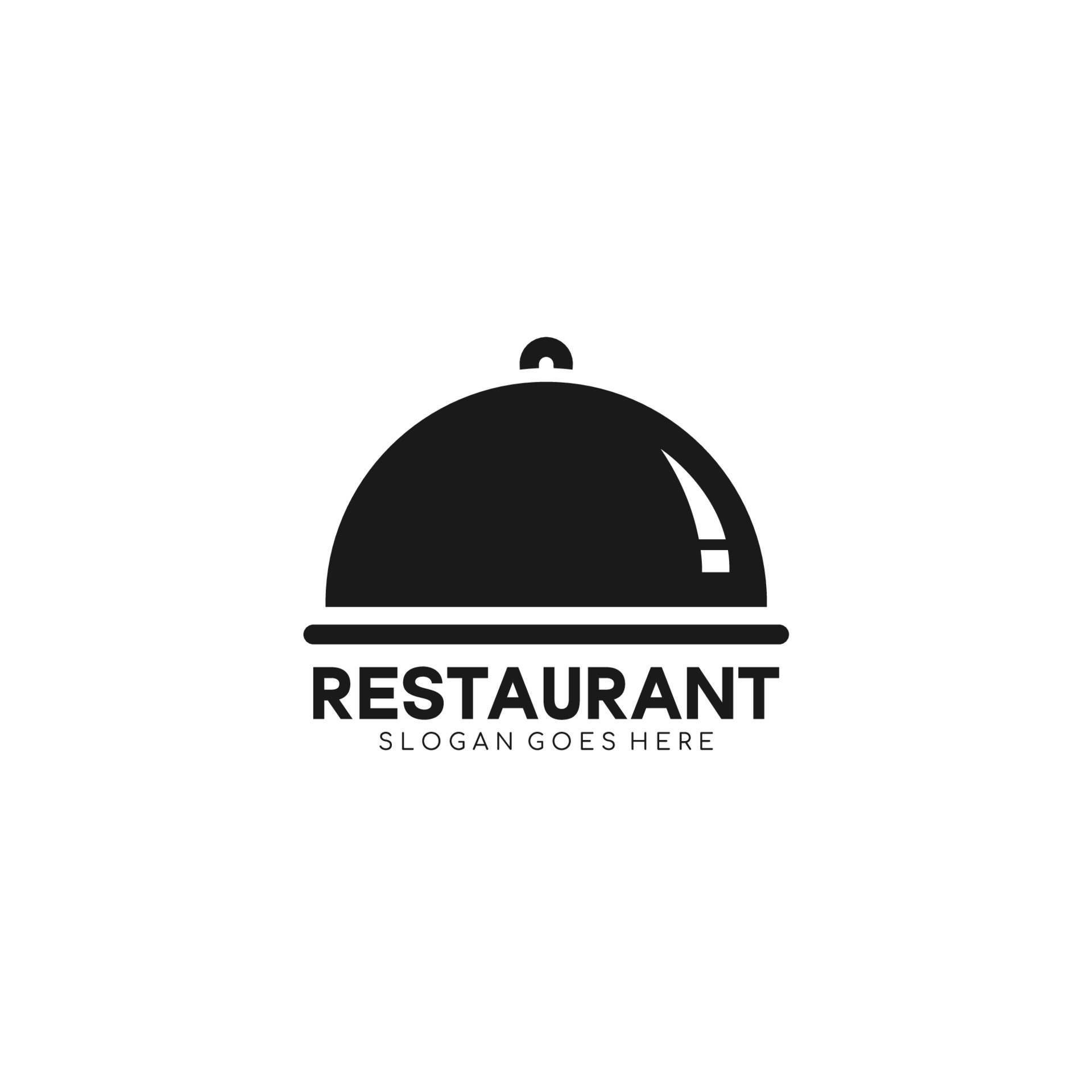 Movable food cover logo design. Restaurant logo black and white style ...