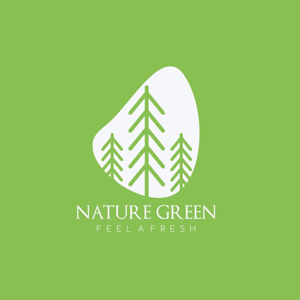 Nature green minimalist logo template. Trees Logo design. Vector illustration.