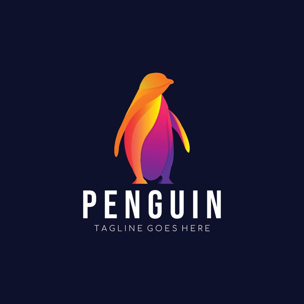 Penguin gradient colorful logo design. Vector illustration.