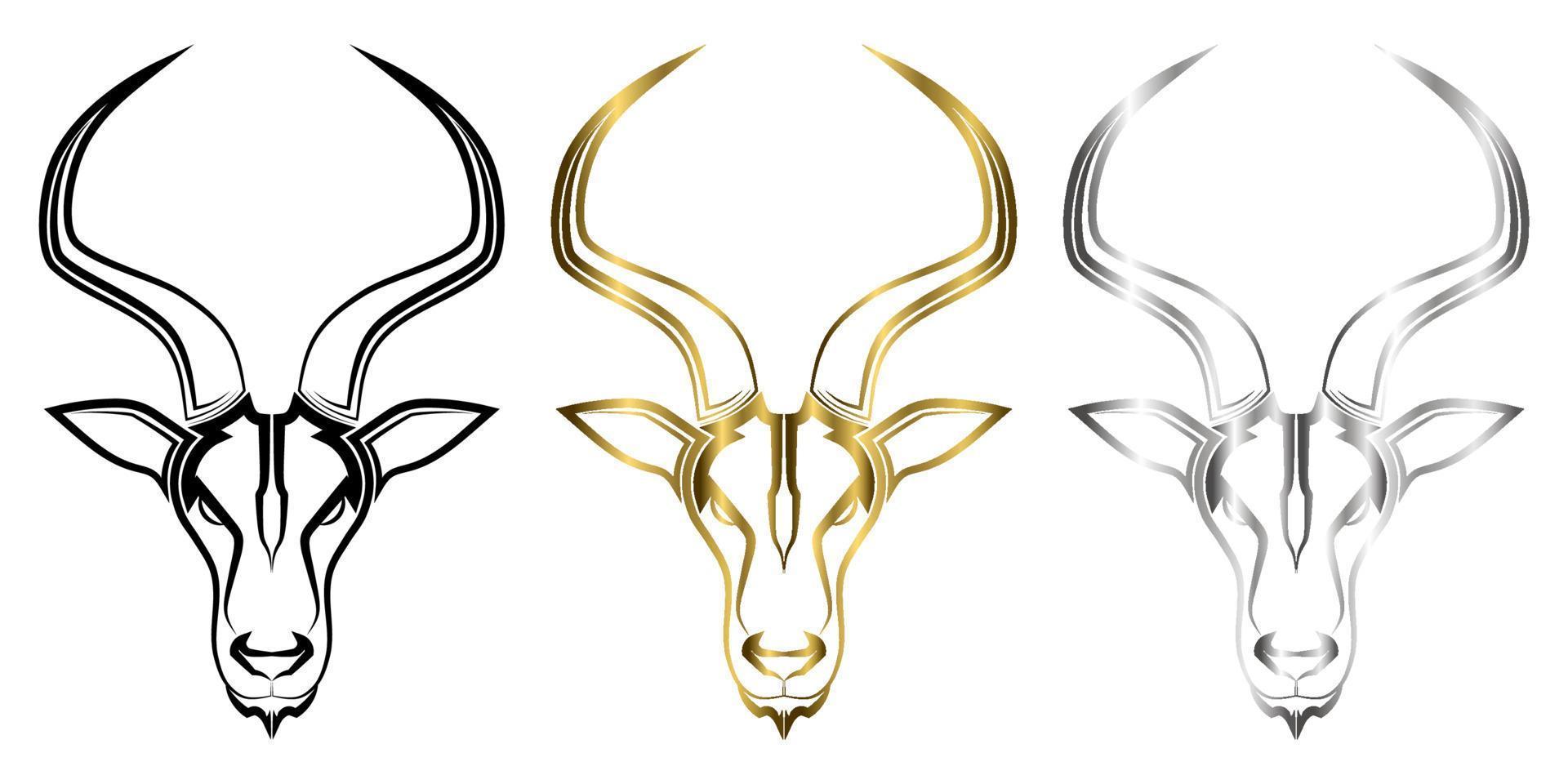 Line art vector of impala head Suitable for use as decoration or logo Line art vector of springbok head Suitable for use as decoration or logo