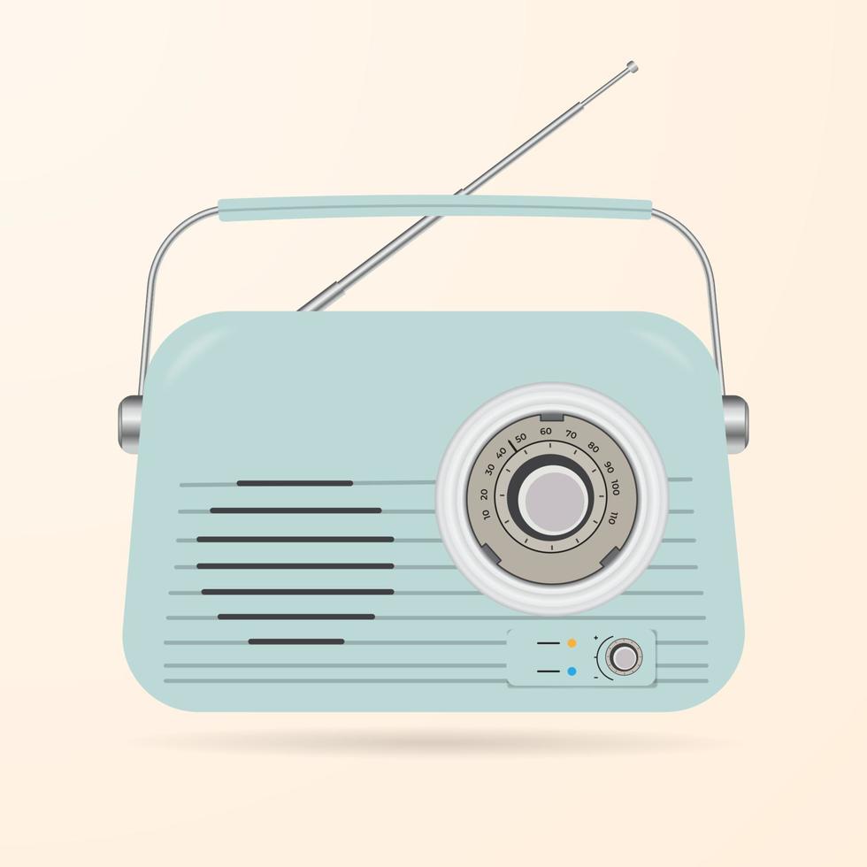 ilustración de radio vintage sobre fondo aislado vector