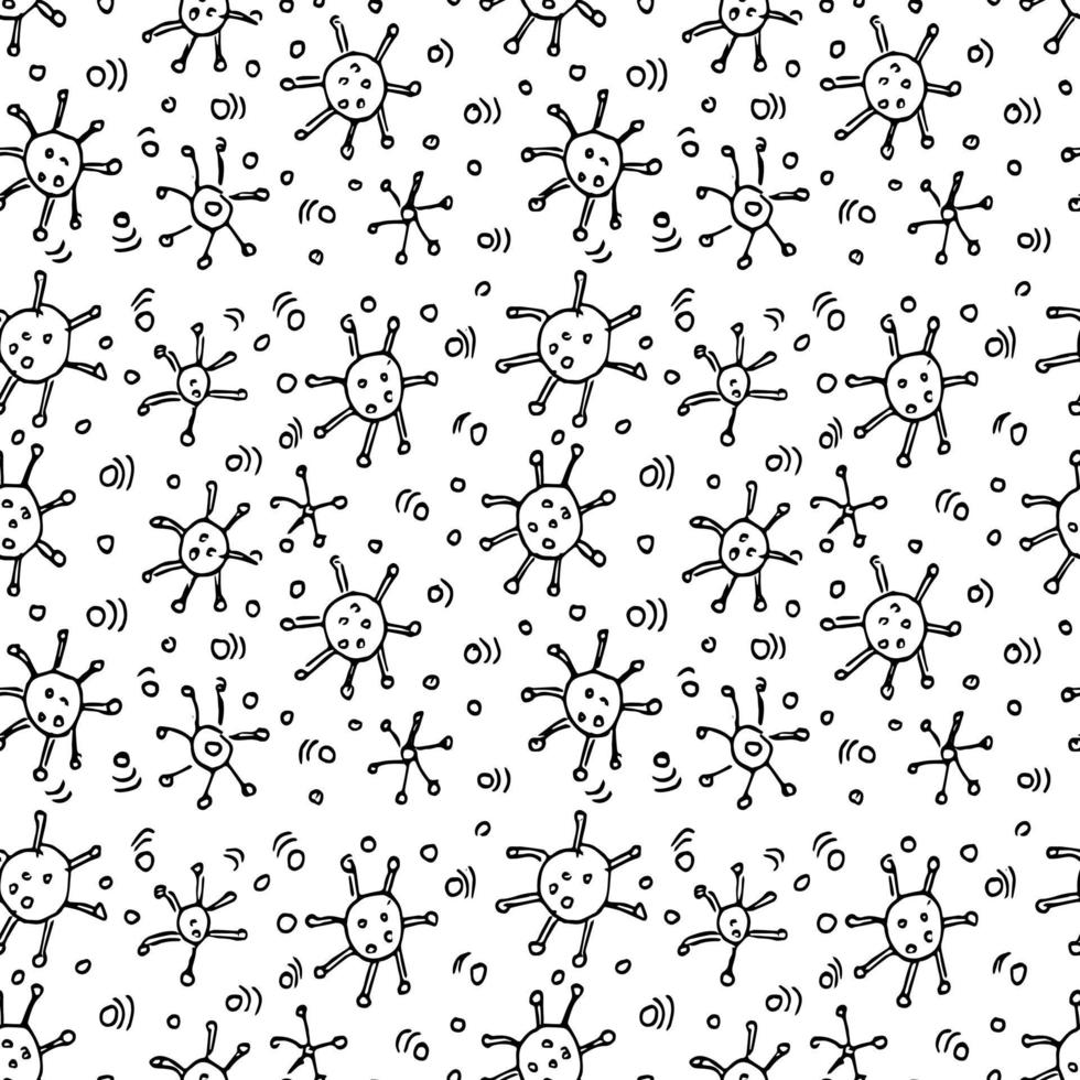 Seamless pattern with viruses. viruses icons on white background.  Doodle illustration with viruses icons vector