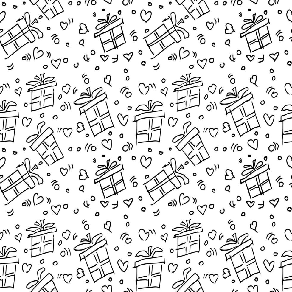 seamless pattern with gift boxes and hearts. valentine's day vector