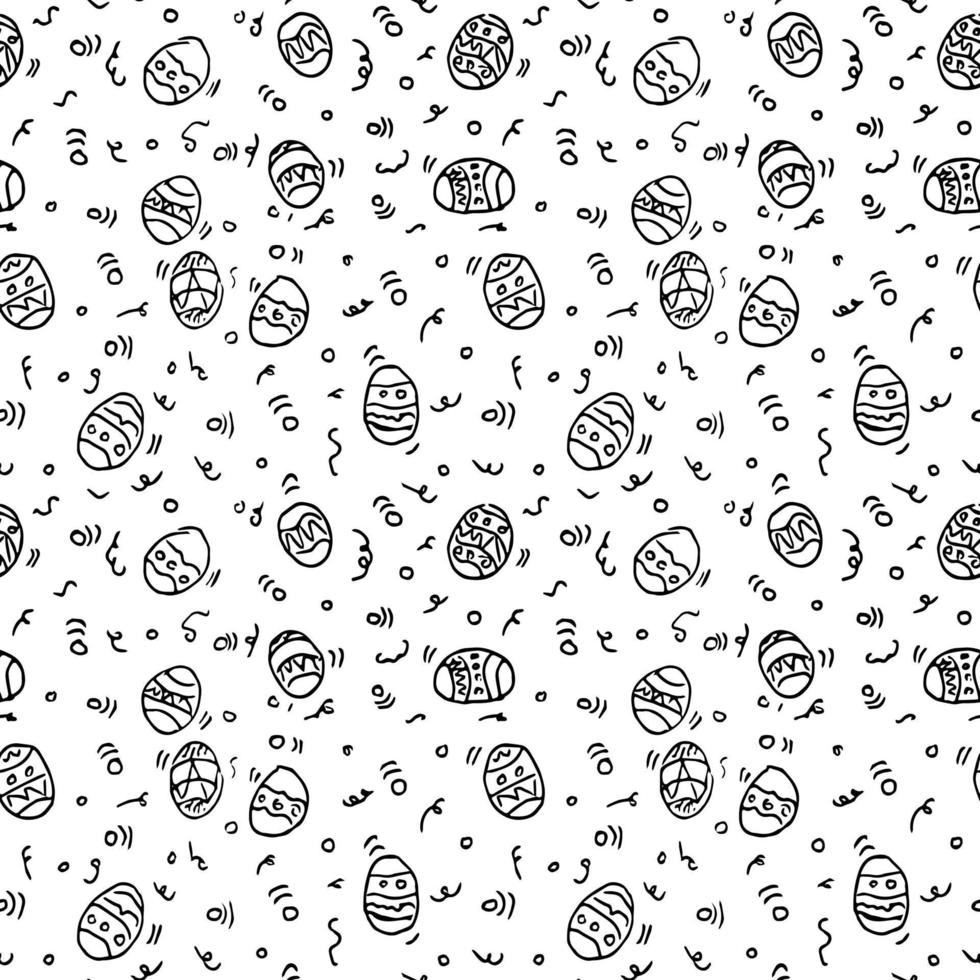 black and white seamless pattern with easter eggs vector