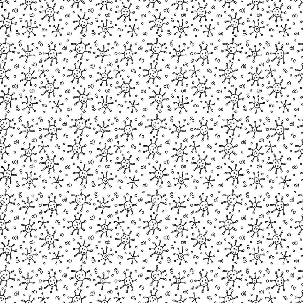 Seamless pattern with viruses. viruses icons on white background.  Doodle illustration with viruses icons vector