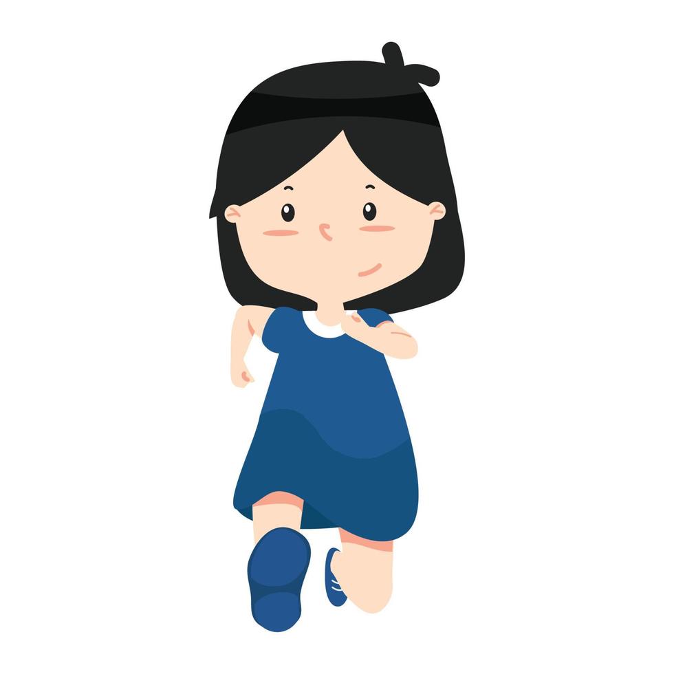 niña corriendo dibujos animados niños plana vector