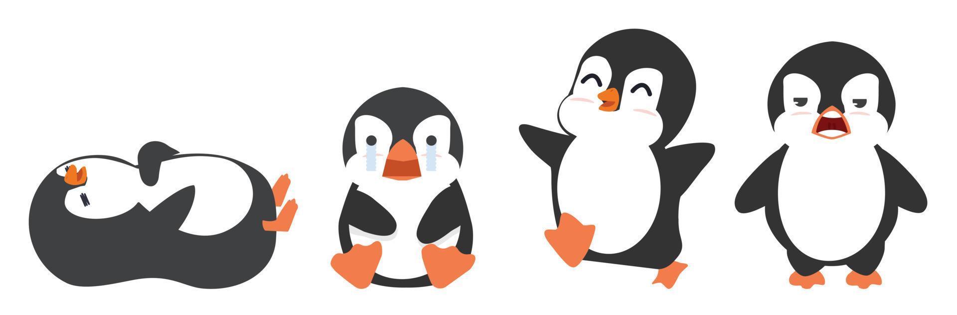 lindo pequeño pingüino vector aislado en blanco