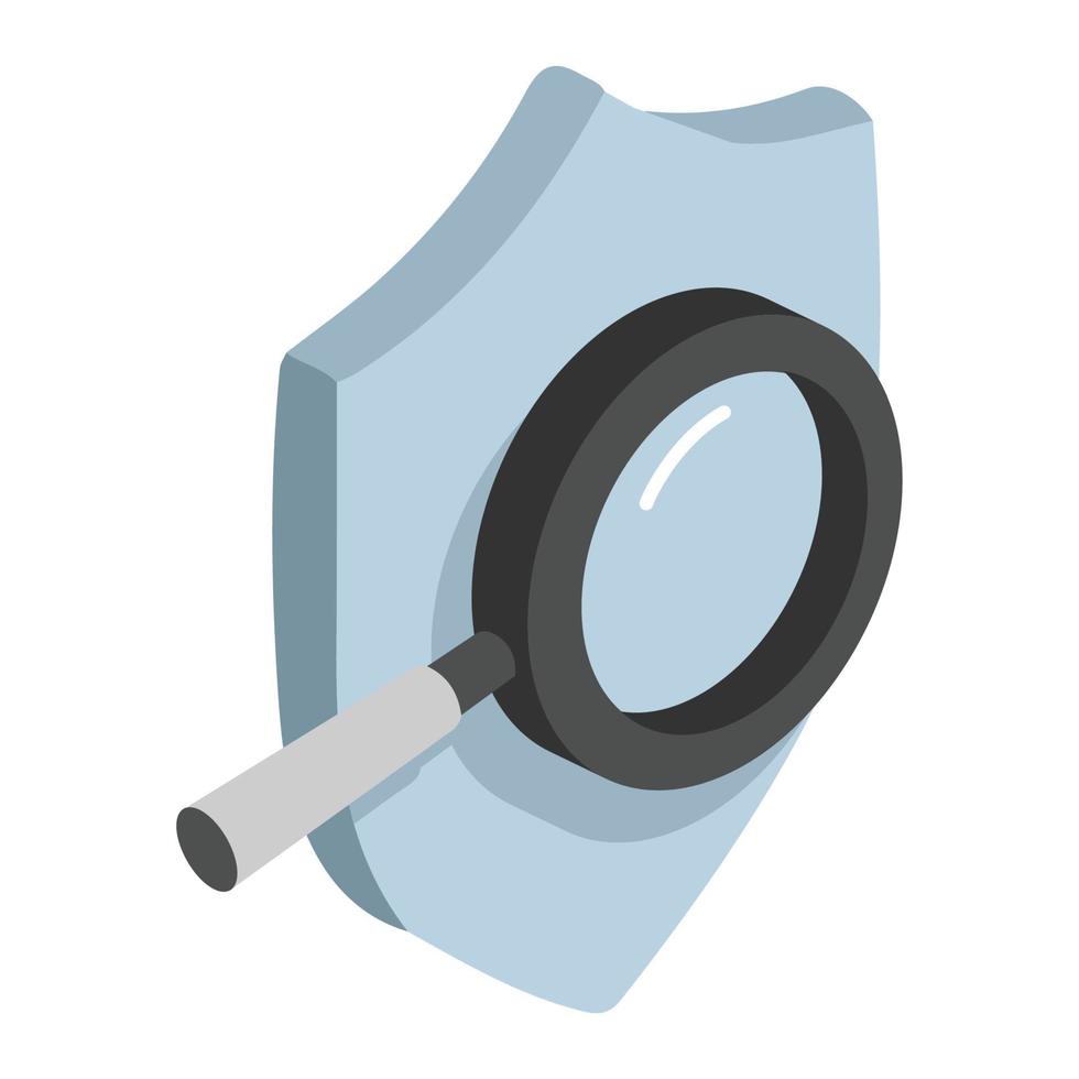 Magnifying glass search with Security Shield vector