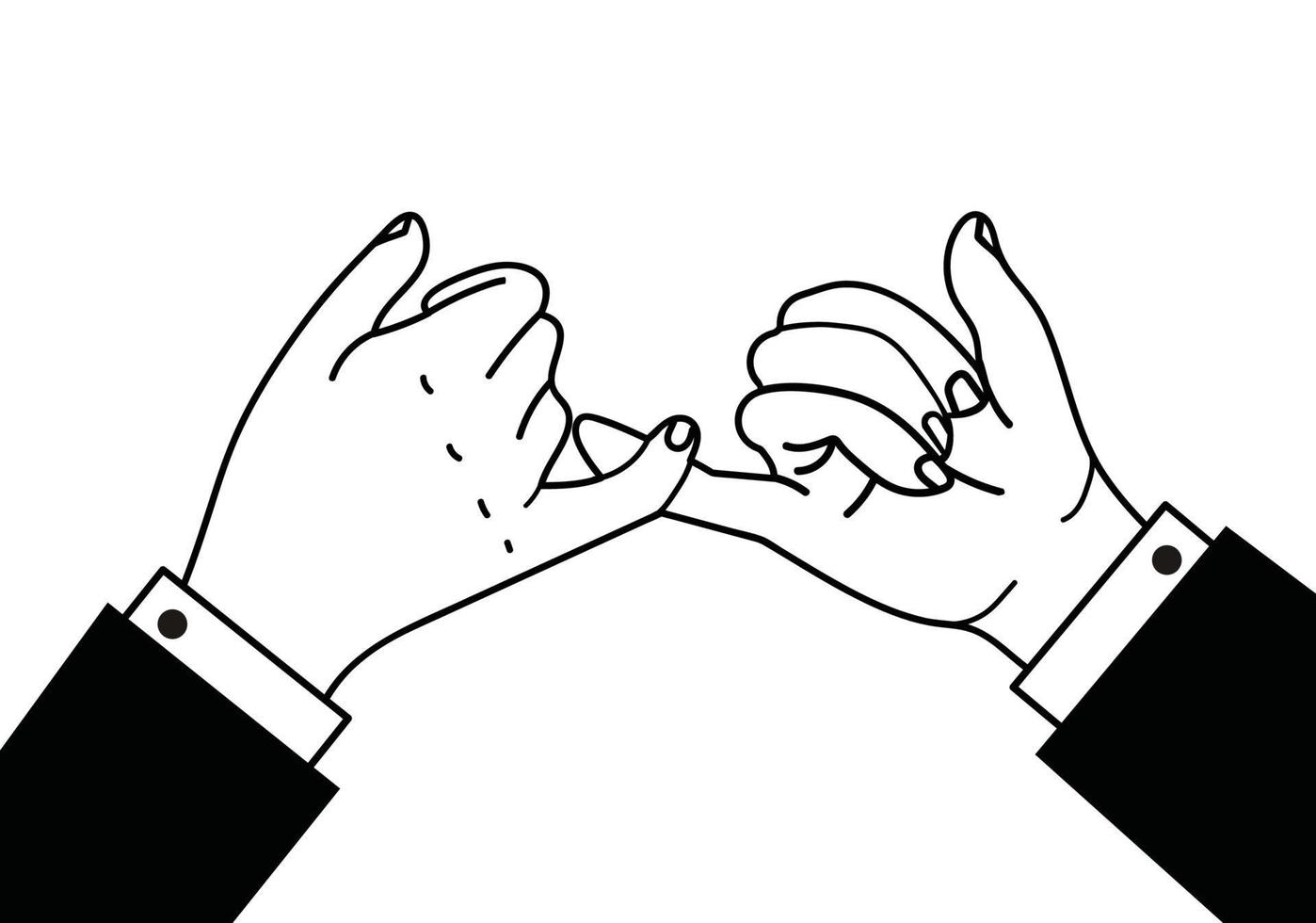 Two businessman hands promise gesturing icon vector