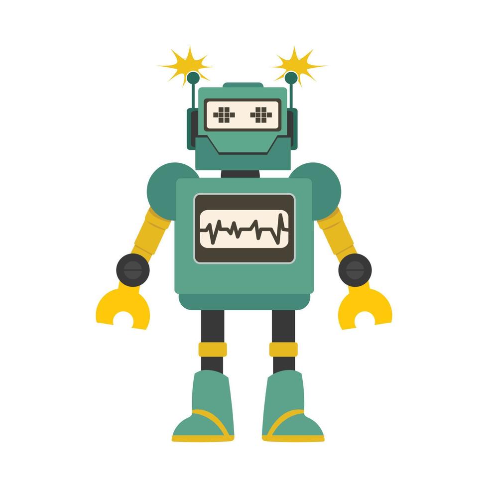 vector de dibujos animados divertido robot verde