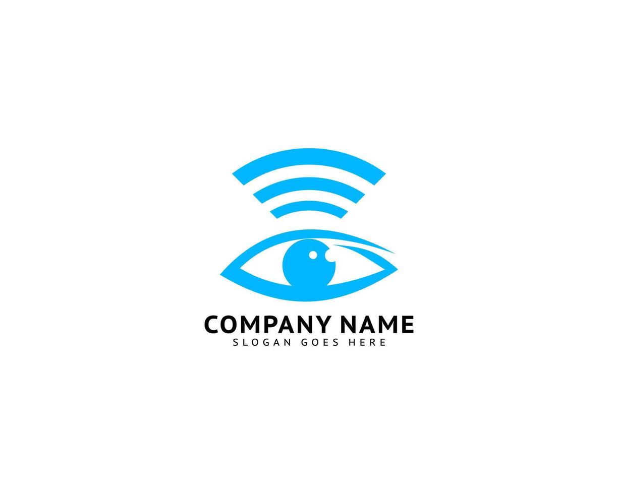 Eye with wi-fi icon logo vector design