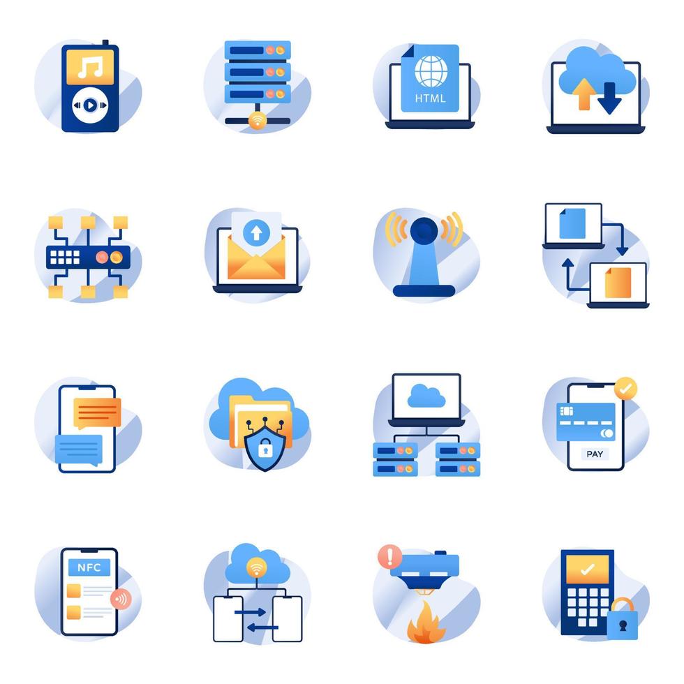 Pack of Iot Flat Icons vector