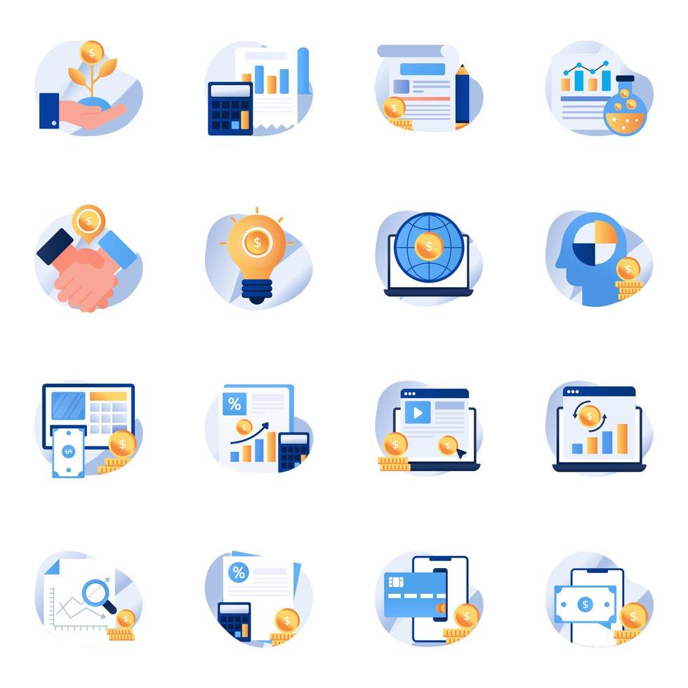 Pack of Economy Flat Icons vector