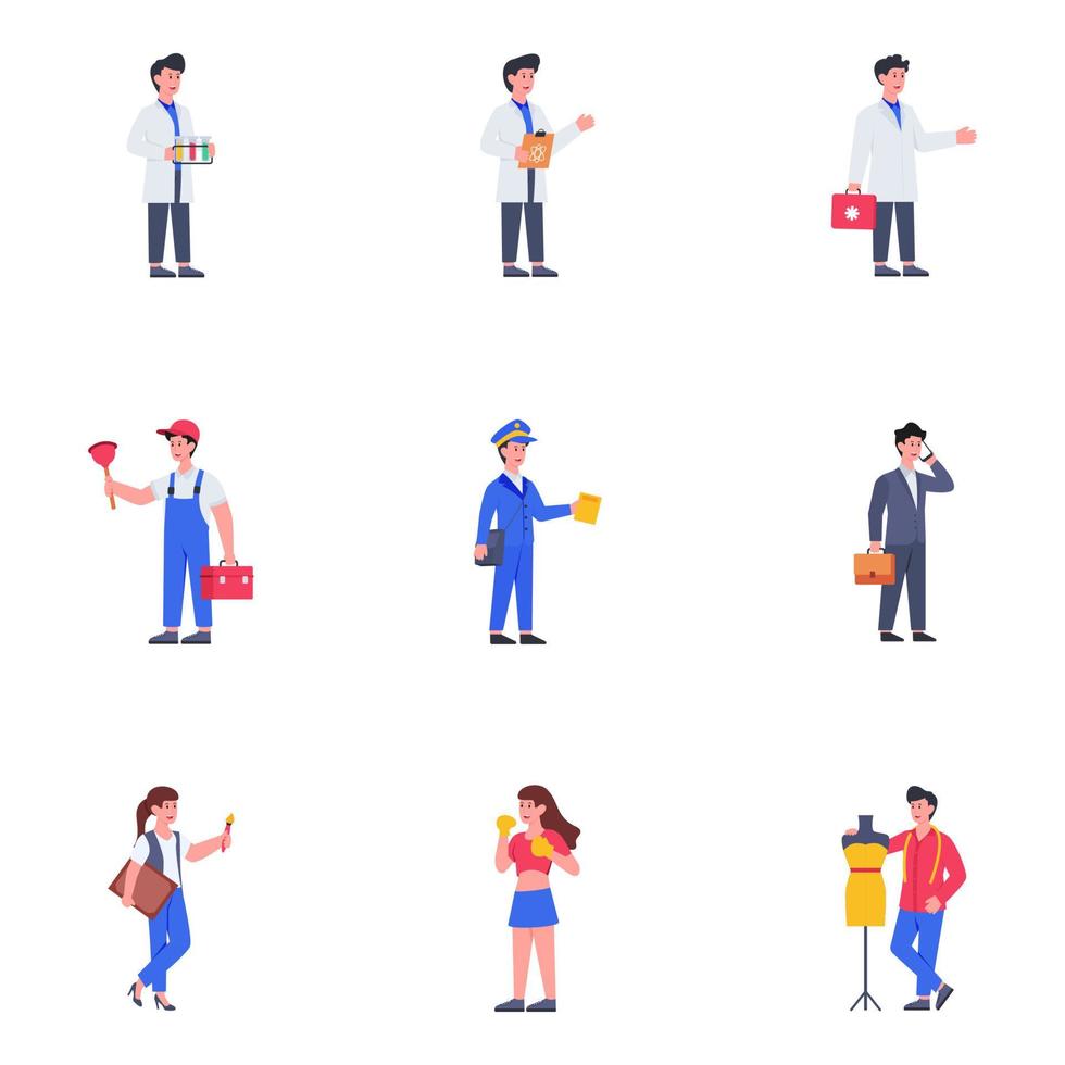 Pack of Professional People Flat Characters vector