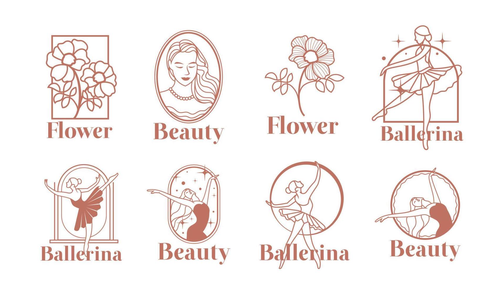 ballerina women and flowers logo template vector