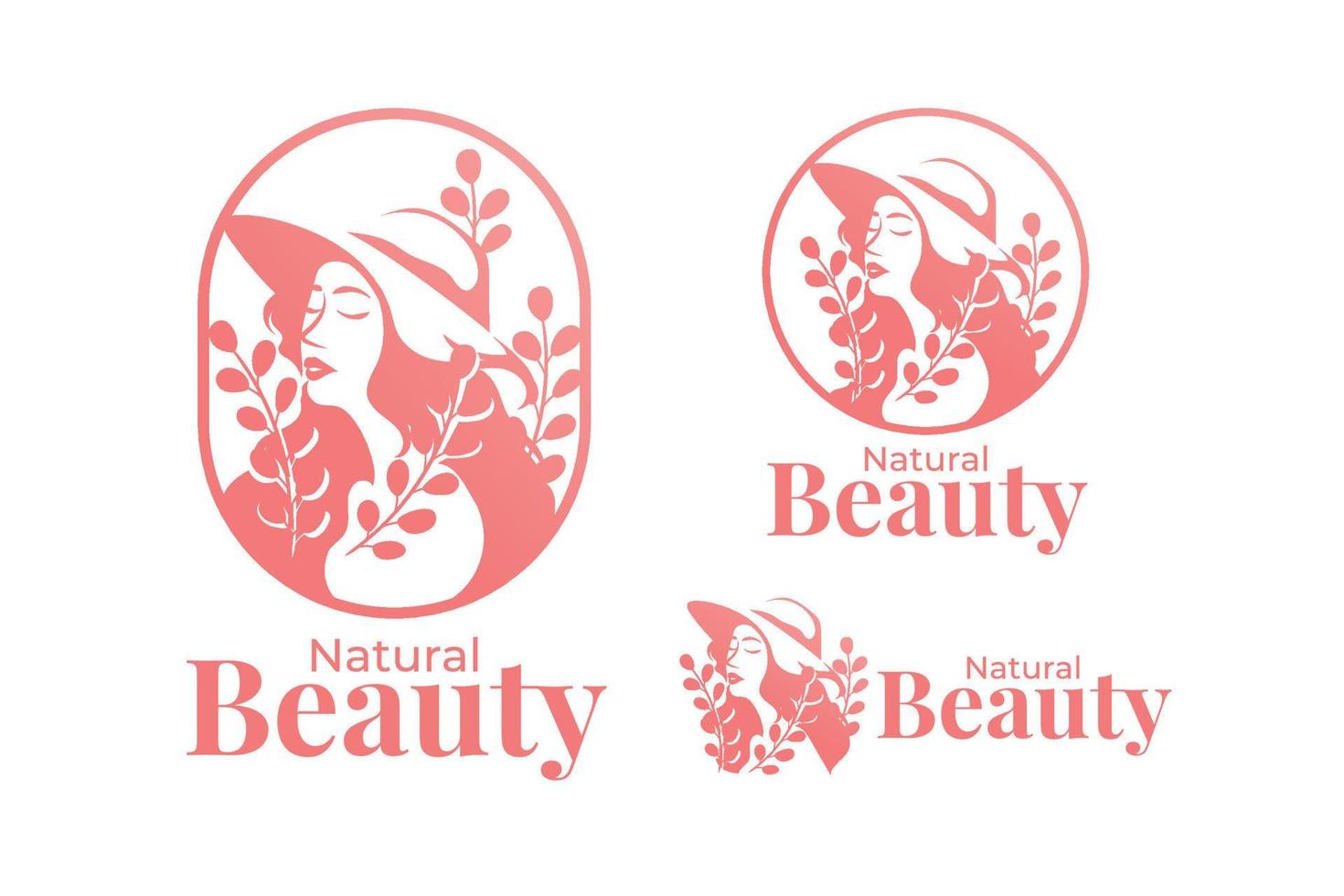 feminine natural pink beauty woman logo template vector