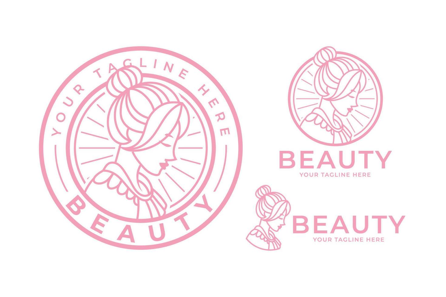 feminine beauty women pink logo template vector