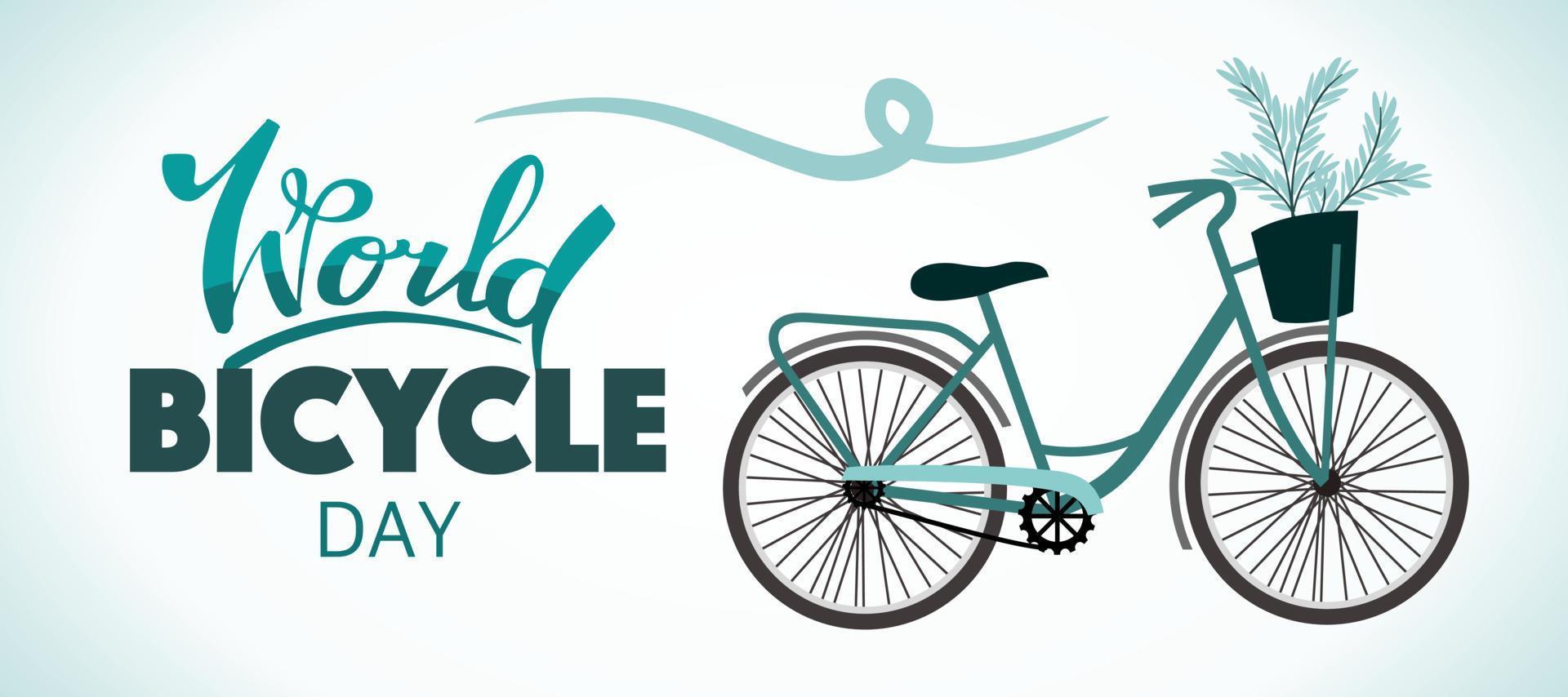 día mundial de la bicicleta. pancarta para las vacaciones. vector