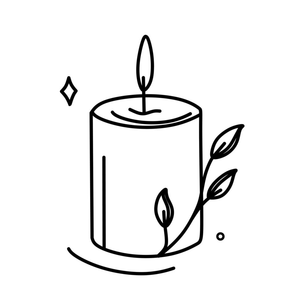 The candle is round. Magic symbols doodles from the boho period mystical hand-drawn elements. Magical vector elements