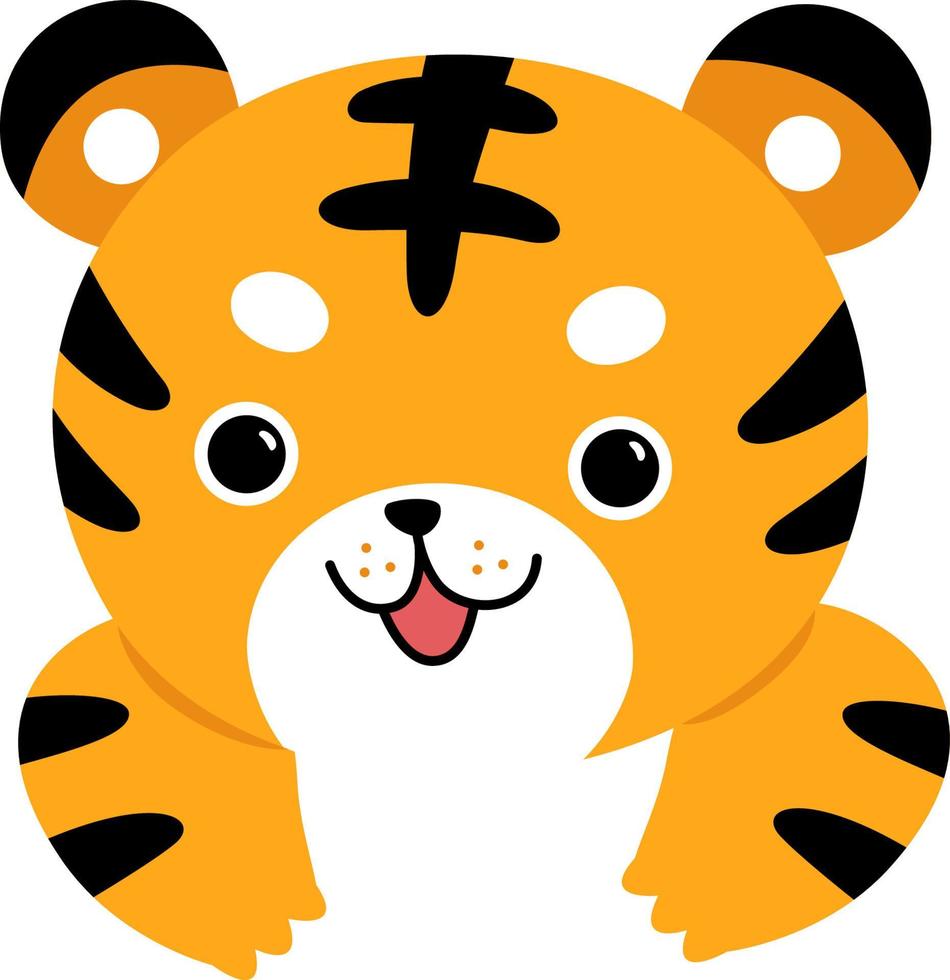 Little Tiger Closeup Head and Hands vector