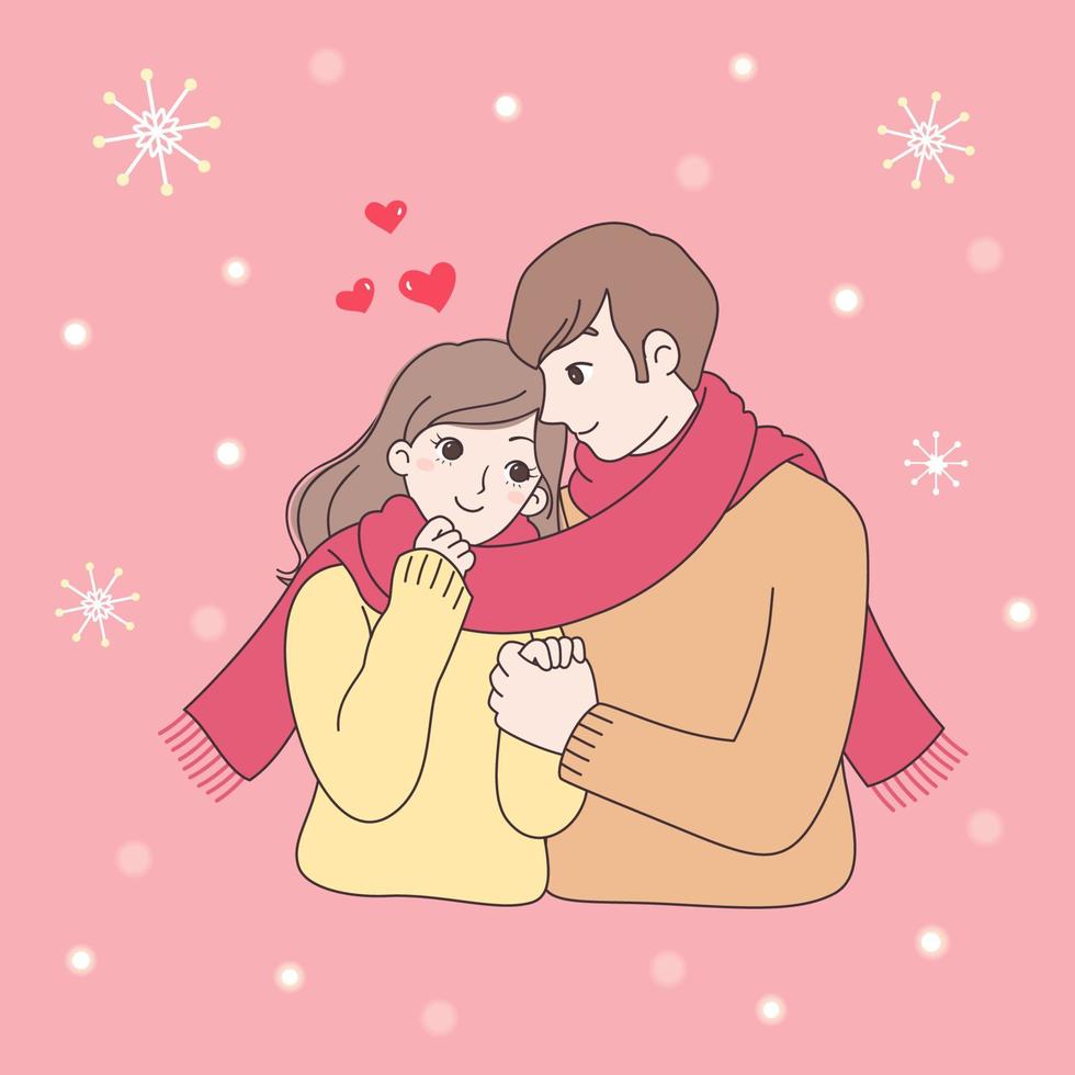 Couple wearing a scarf vector