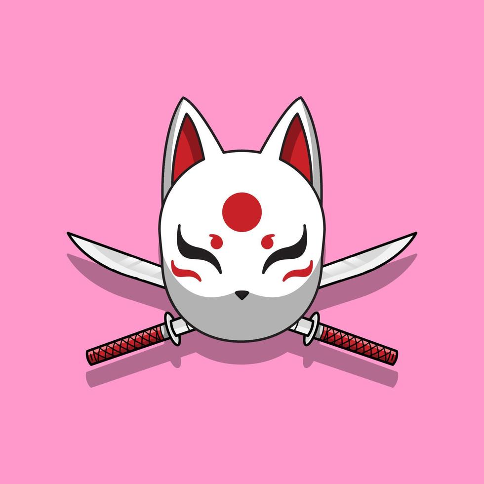 máscara kitsune japonesa, ilustración vectorial eps.10 vector