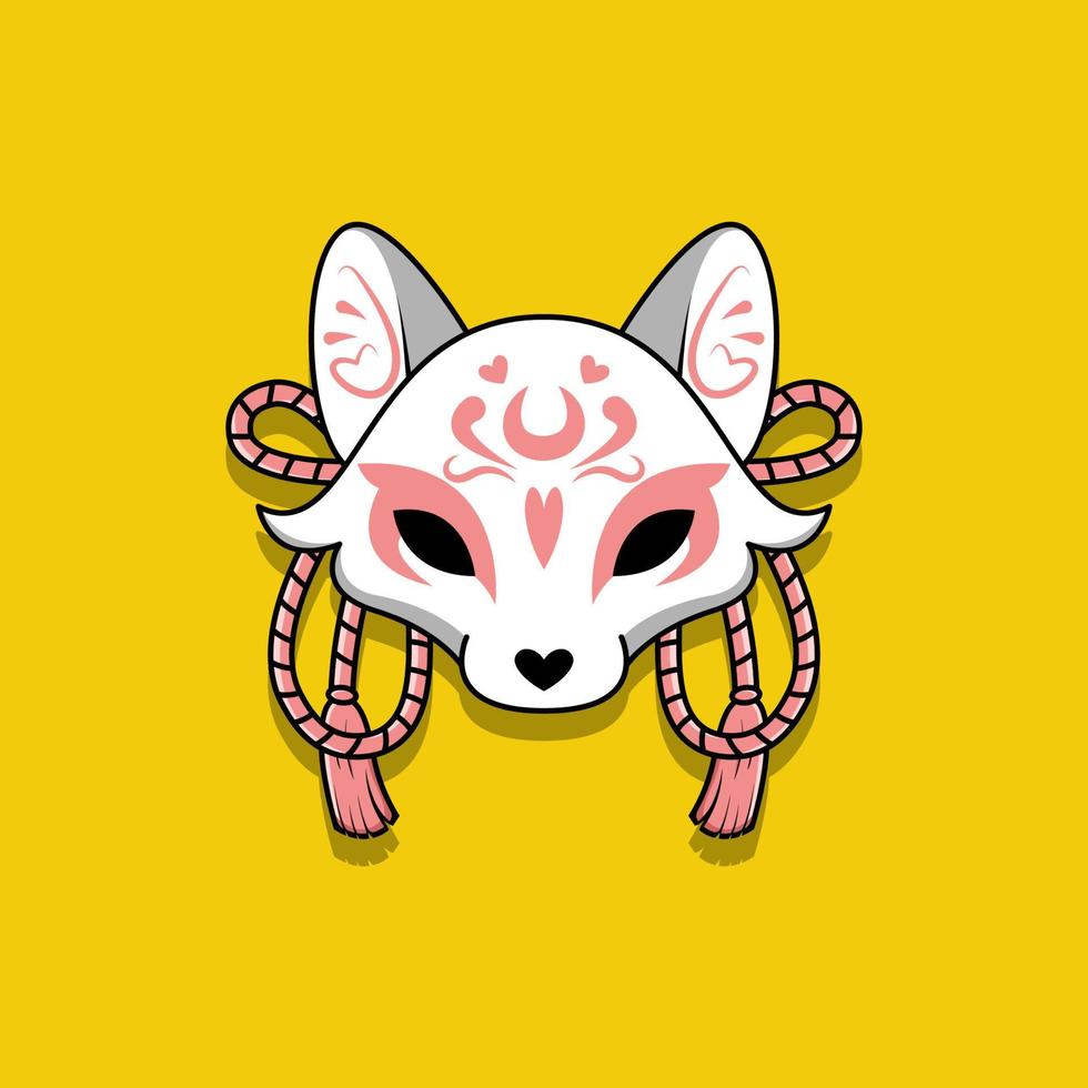 Cute japanese kitsune mask, Vector illustration eps.10