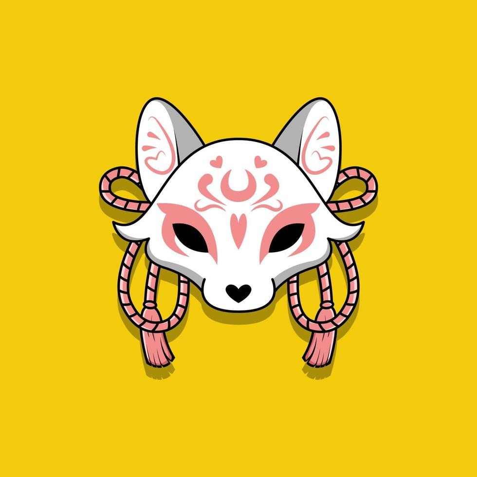 Cute japanese kitsune mask, Vector illustration eps.10