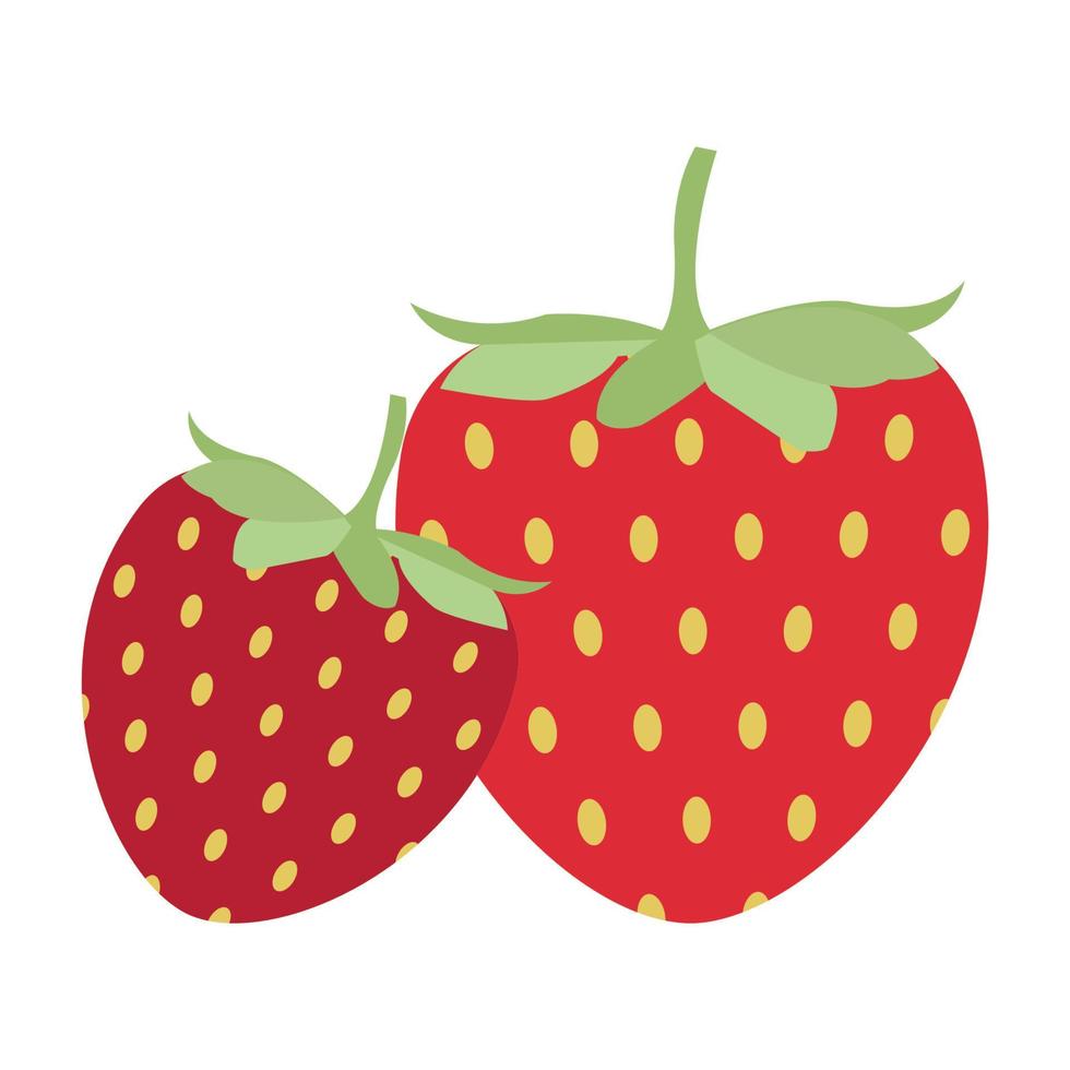 Two cute red strawberries with leafs vector