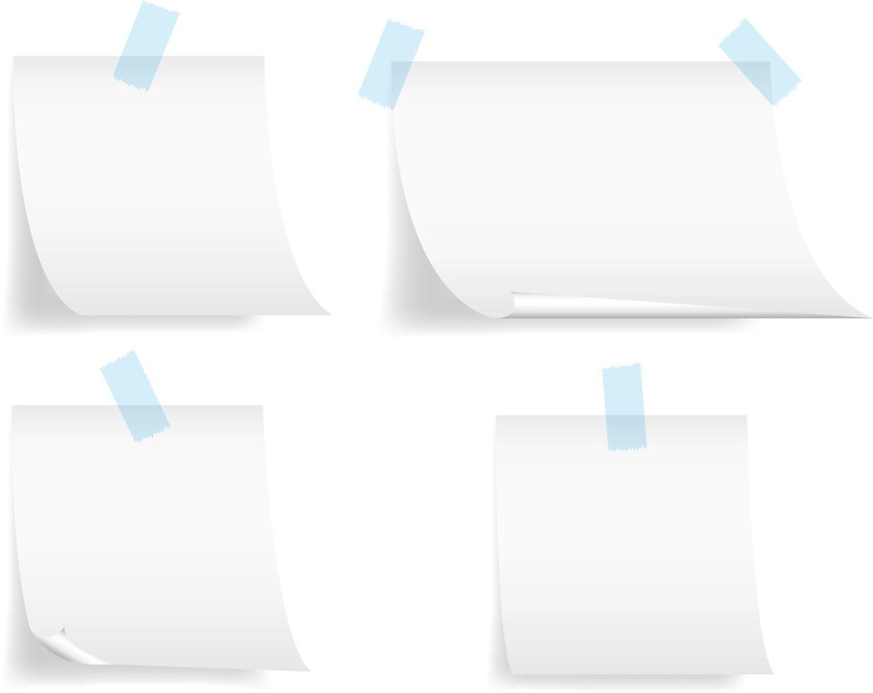 various blank white paper notes vector