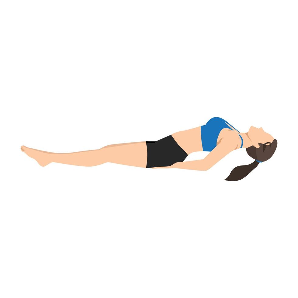 mujer haciendo ejercicio de matsyasana de pose de pez. ilustración vectorial plana aislada sobre fondo blanco vector