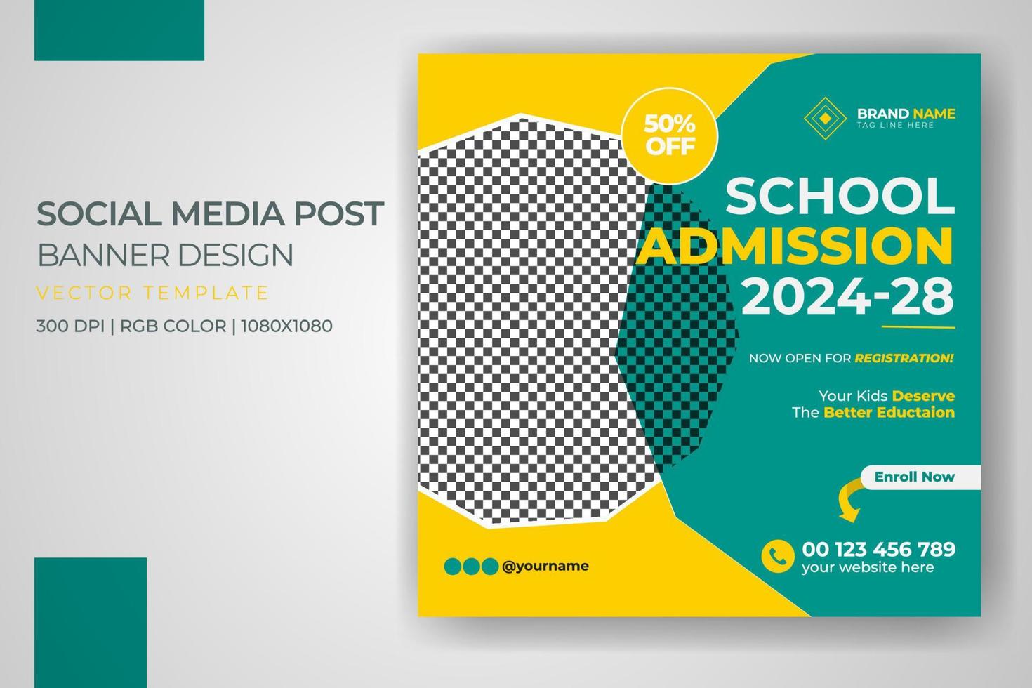 Back to school admission banner world education day social media post vector template design free download