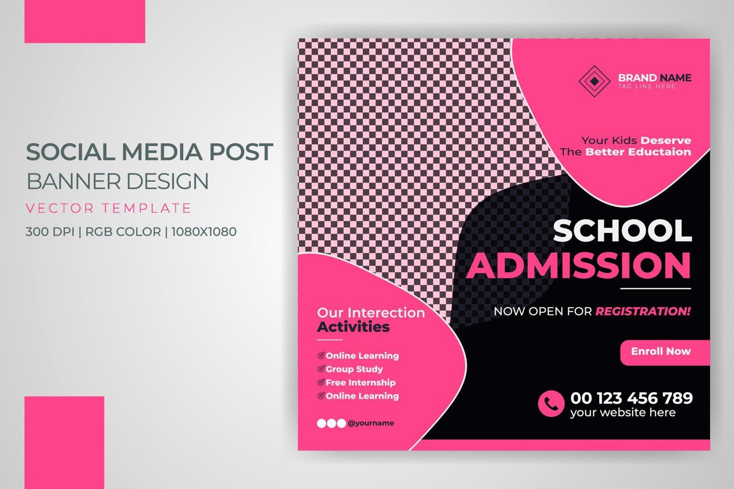 Back to school admission banner world education day social media post vector template design free download