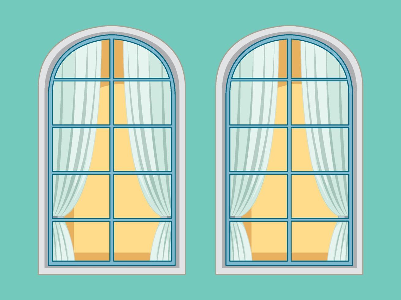 Romantic old windows on green background vector