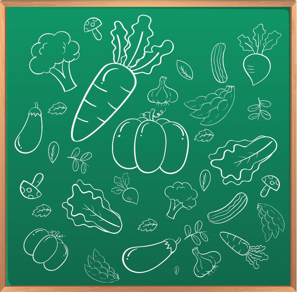 Hand drawn doodle icons on chalkboard vector