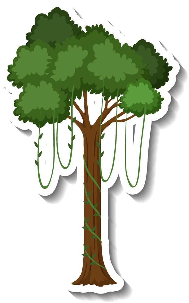 árbol aislado con liana en estilo de dibujos animados vector