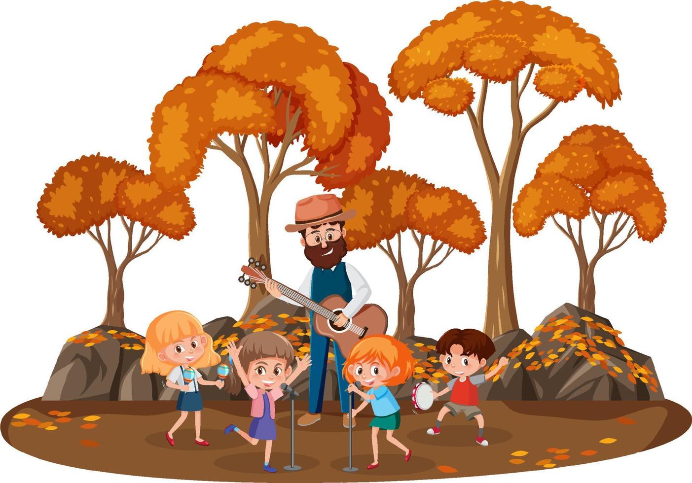 A musical band playing in the park vector